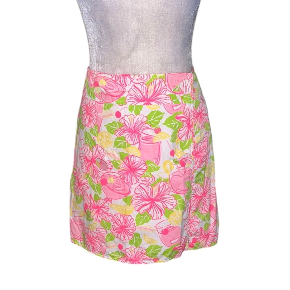 Lilly Pulitzer Reversible Faux Wrap Mini Skirt in Havana Cocktail and Pink - 10*